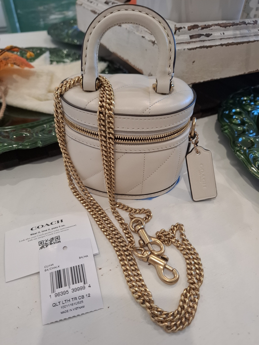 Coach Chalk Mini Vanity Crossbody with Gold Chain Strap